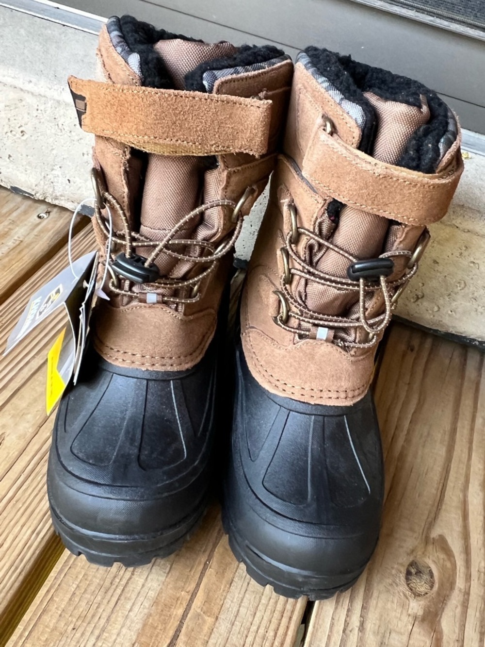 Khombu Unisex Kids Size 4 Rain Winter Brown Boots - Picture 5 of 11
